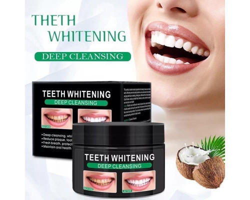 Отбеливающий зубной порошок с кокосом Pure Natural Teeth Whitening Deep Cleansing 60 мл (Zr180)