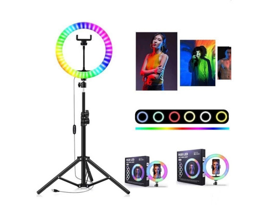 Кольцевая лампа RGB MJ36 цветная светодиодная 33 см (61800)