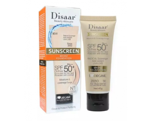 Тональный - солнцезащитный крем для лица Disaar SUNSCREEN BRONZ FOUNDATION SPF 50 PA+++